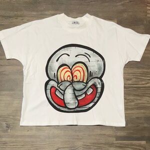 White and Red Cartoon Graphic Tee Short Sleeve